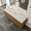 Laurent 72" Double Vanity, Honey Oak w/ 3 CM Siberian Silestone Top w/FreePower Wireless Charger