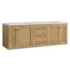 Laurent 72" Double Vanity, Light Natural Oak w/ 3 CM Eternal Jasmine Pearl Top