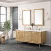 Laurent 72" Double Vanity, Light Natural Oak w/ 3 CM White Zeus Top