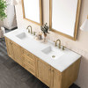 Laurent 72" Double Vanity, Light Natural Oak w/ 3 CM White Zeus Top