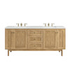 Laurent 72" Double Vanity, Light Natural Oak w/ 3 CM Ethereal Noctis Top w/FreePower Wireless Charger