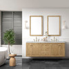 Laurent 72" Double Vanity, Light Natural Oak w/ 3 CM Ethereal Noctis Top w/FreePower Wireless Charger