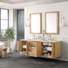 Laurent 72" Double Vanity, Light Natural Oak w/ 3 CM Ethereal Noctis Top w/FreePower Wireless Charger