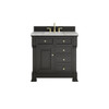 Brookfield 36" Single Vanity, Black Onyx w/ 3 CM Victorian Silver Silestone Top