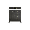Brookfield 36" Single Vanity, Black Onyx,  w/ 3 CM White Zeus Silestone Top
