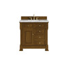 Brookfield 36" Single Vanity, Honey Oak w/ 3 cm Carrara White Marble Top