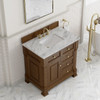 Brookfield 36" Single Vanity, Honey Oak w/ 3 cm Carrara White Marble Top