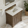 Brookfield 36" Single Vanity, Pecan, w/ 3 CM White Zeus Silestone Top