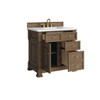 Brookfield 36" Single Vanity, Pecan, w/ 3 CM White Zeus Silestone Top