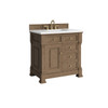 Brookfield 36" Single Vanity, Pecan, w/ 3 CM White Zeus Silestone Top