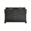 Brookfield 60" Double Vanity, Black Onyx w/3 CM Charcoal Soapstone Silestone Top