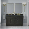 Brookfield 60" Double Vanity, Black Onyx w/3 CM Charcoal Soapstone Silestone Top
