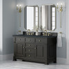 Brookfield 60" Double Vanity, Black Onyx w/3 CM Charcoal Soapstone Silestone Top