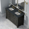 Brookfield 60" Double Vanity, Black Onyx w/3 CM Charcoal Soapstone Silestone Top