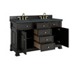 Brookfield 60" Double Vanity, Black Onyx w/3 CM Charcoal Soapstone Silestone Top