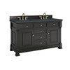 Brookfield 60" Double Vanity, Black Onyx w/3 CM Charcoal Soapstone Silestone Top