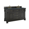 Brookfield 60" Double Vanity, Black Onyx w/3 CM Charcoal Soapstone Silestone Top