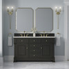 Brookfield 60" Double Vanity, Black Onyx w/3 CM Eternal Jasmine Pearl Silestone Top