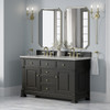 Brookfield 60" Double Vanity, Black Onyx w/3 CM Eternal Jasmine Pearl Silestone Top