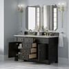 Brookfield 60" Double Vanity, Black Onyx w/3 CM Eternal Jasmine Pearl Silestone Top