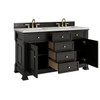 Brookfield 60" Double Vanity, Black Onyx w/3 CM Eternal Jasmine Pearl Silestone Top