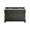 Brookfield 60" Double Vanity, Black Onyx w/ 3 CM Victorian Silver Silestone Top