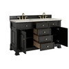 Brookfield 60" Double Vanity, Black Onyx w/ 3 CM Victorian Silver Silestone Top