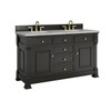 Brookfield 60" Double Vanity, Black Onyx w/ 3 CM Victorian Silver Silestone Top