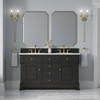 Brookfield 60" Double Vanity, Black Onyx,  w/ 3 CM White Zeus Silestone Top