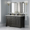 Brookfield 60" Double Vanity, Black Onyx,  w/ 3 CM White Zeus Silestone Top