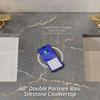 Brookfield 60" Double Vanity, Black Onyx w/ 3 CM Parisien Bleu Silestone Top w/FreePower Wireless Charger