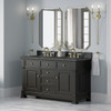 Brookfield 60" Double Vanity, Black Onyx w/ 3 CM Parisien Bleu Silestone Top w/FreePower Wireless Charger
