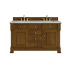 Brookfield 60" Double Vanity, Honey Oak w/ 3 CM Victorian Silver Silestone Top