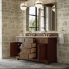 Brookfield 60" Double Vanity, Honey Oak w/ 3 CM Victorian Silver Silestone Top