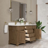 Brookfield 60" Double Vanity, Pecan w/ Single Hole 3CM White Zeus Silestone Top & Backsplash