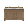 Brookfield 60" Double Vanity, Pecan w/ 3 CM Ethereal Noctis Silestone  Top