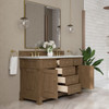 Brookfield 60" Double Vanity, Pecan w/ 3 CM Ethereal Noctis Silestone  Top