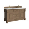 Brookfield 60" Double Vanity, Pecan w/ 3 CM Ethereal Noctis Silestone  Top
