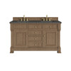 Brookfield 60" Double Vanity, Pecan w/ 3 CM Parisien Bleu Silestone Top