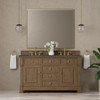 Brookfield 60" Double Vanity, Pecan w/ 3 CM Parisien Bleu Silestone Top