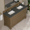 Brookfield 60" Double Vanity, Pecan w/ 3 CM Parisien Bleu Silestone Top