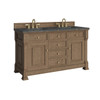 Brookfield 60" Double Vanity, Pecan w/ 3 CM Parisien Bleu Silestone Top