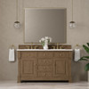 Brookfield 60" Double Vanity, Pecan, w/ 3 CM White Zeus Silestone  Top