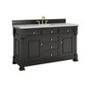 Brookfield 60" Single Vanity, Black Onyx w/3CM Eternal Jasmine Pearl Silestone Top
