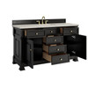 Brookfield 60" Single Vanity, Black Onyx w/ 3 CM Victorian Silver Silestone Top