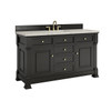 Brookfield 60" Single Vanity, Black Onyx w/ 3 CM Victorian Silver Silestone Top