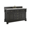Brookfield 60" Single Vanity, Black Onyx w/ 3 CM Victorian Silver Silestone Top