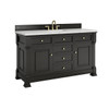 Brookfield 60" Single Vanity, Black Onyx w/ 3 CM Ethereal Noctis Silestone Top w/ FreePower Wireless Charger