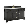 Brookfield 60" Single Vanity, Black Onyx w/ 3 CM Ethereal Noctis Silestone Top w/ FreePower Wireless Charger