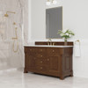 Brookfield 60" Single Vanity, Honey Oak w/ 3 CM Ethereal Noctis Silestone Top